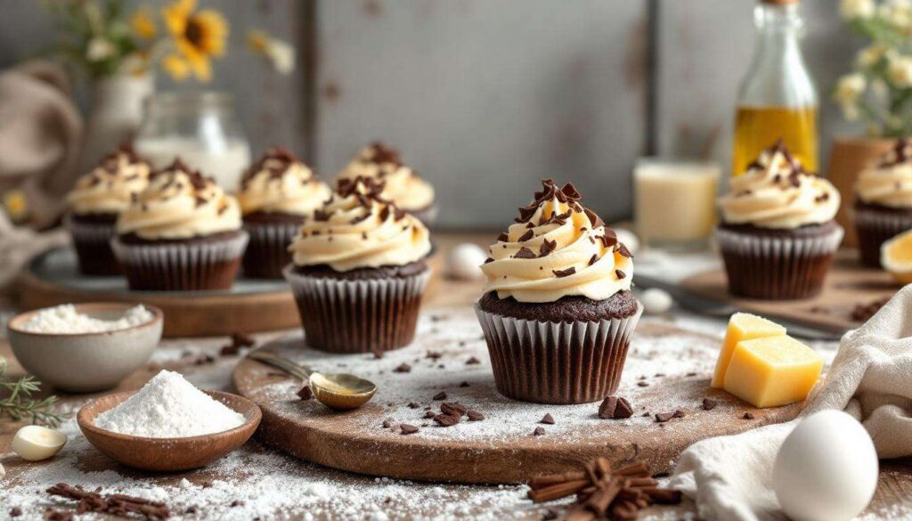 Eierlikör-Cupcakes mit Schokoteig und Frischkäsecreme – perfekt fürs Osterbuffet