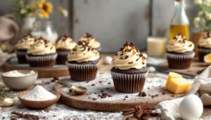 Eierlikör-Cupcakes mit Schokoteig und Frischkäsecreme – perfekt fürs Osterbuffet