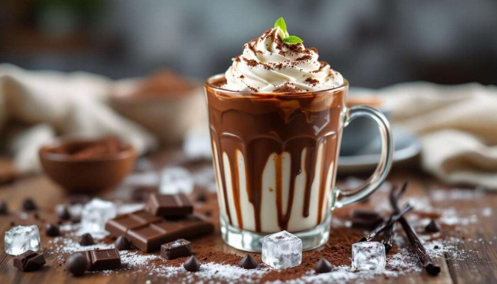 Eisschokolade wie im Café: mit echter Zartbitterschokolade, Schokoeis und Sahnehaube