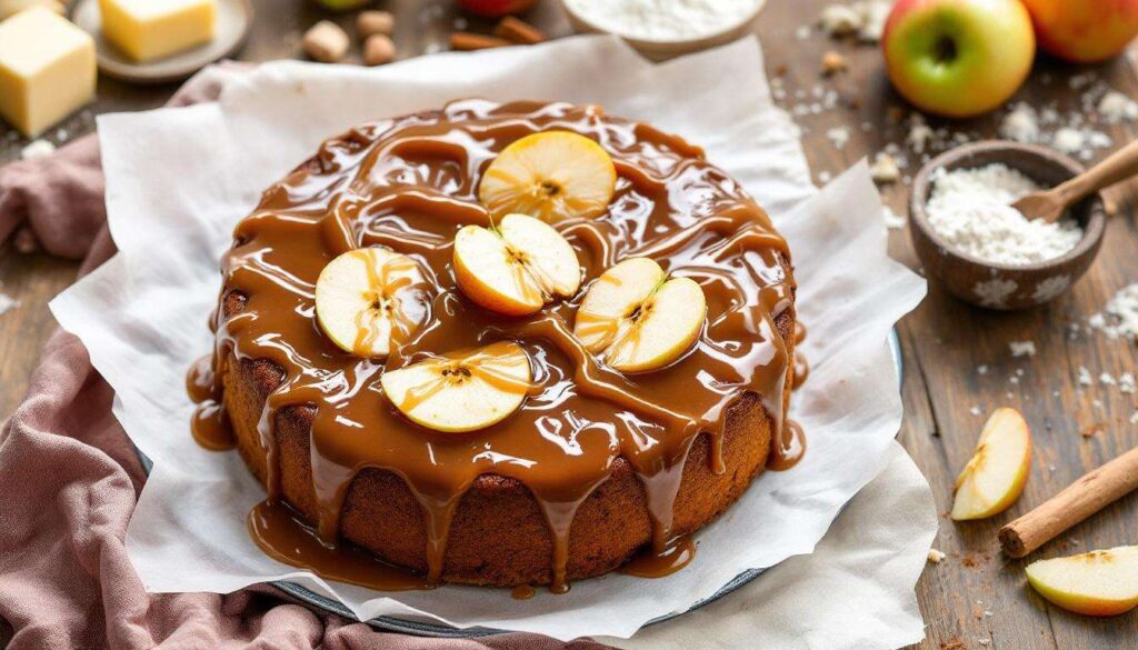 Einfaches Rezept, großer Auftritt: Saftiger Kuchen mit Karamell-Apfel-Deko