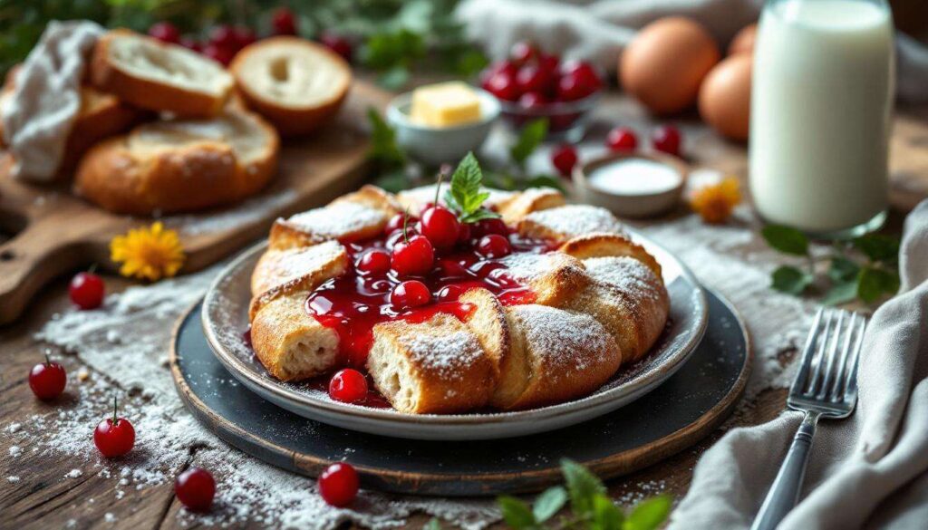 Kirschmichel aus alten Brötchen: so wird der Kirschauflauf schön luftig